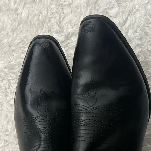 Black Western Embroidered Knee High Cowboy Boots Pointed Toe Festival Boots - Picture 13 of 16